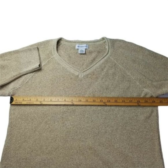 Liz Claiborne Women's XL Pullover V-Neck Knit Sweater Gold Metallic 3/4 Sleeve - Picture 8 of 12